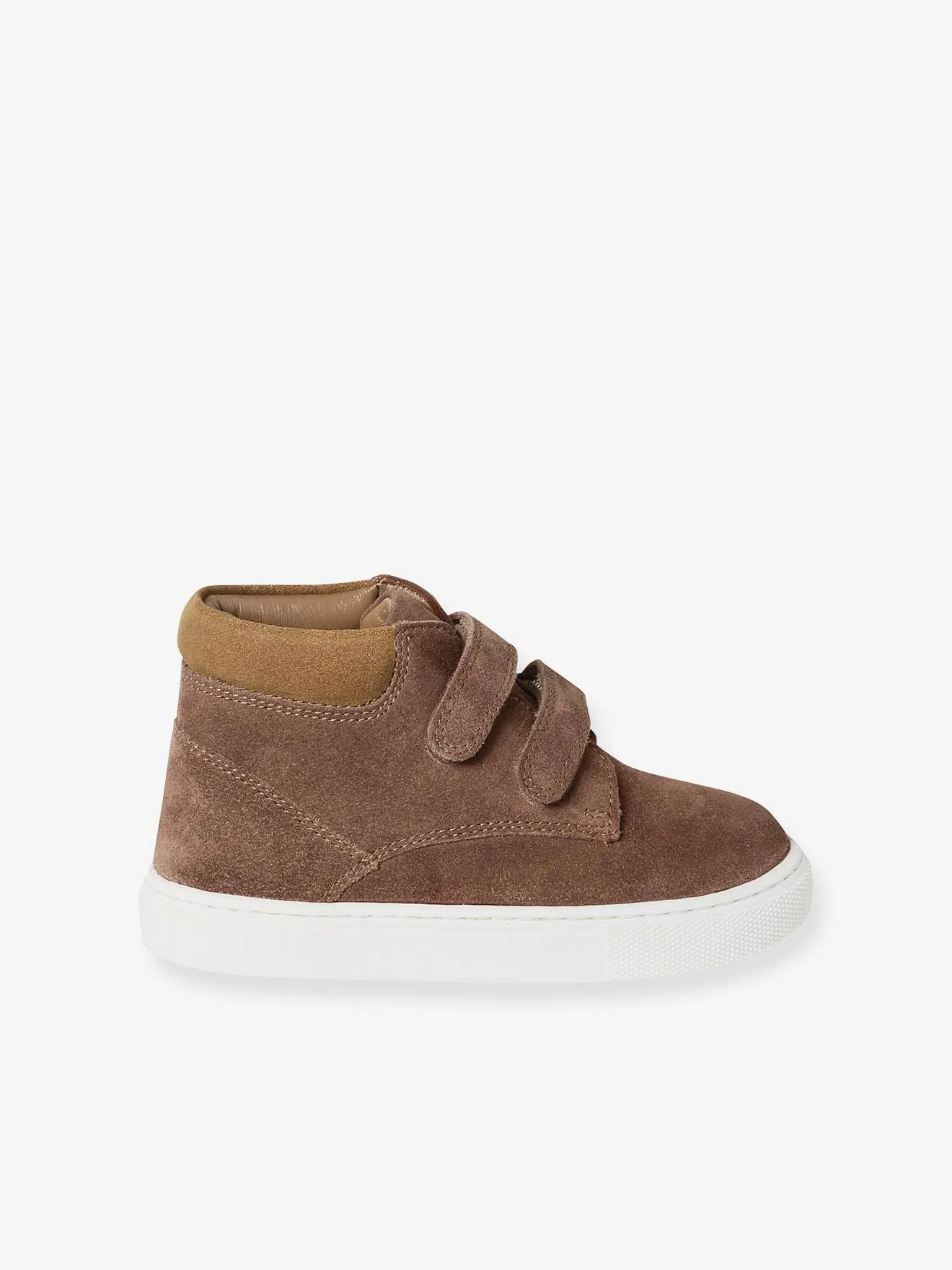 Hook-&-Loop Trainers in Leather for Boys - brown