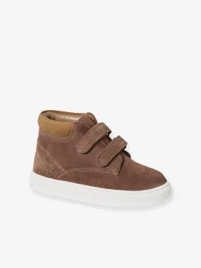 Hook-&-Loop Trainers in Leather for Boys - brown