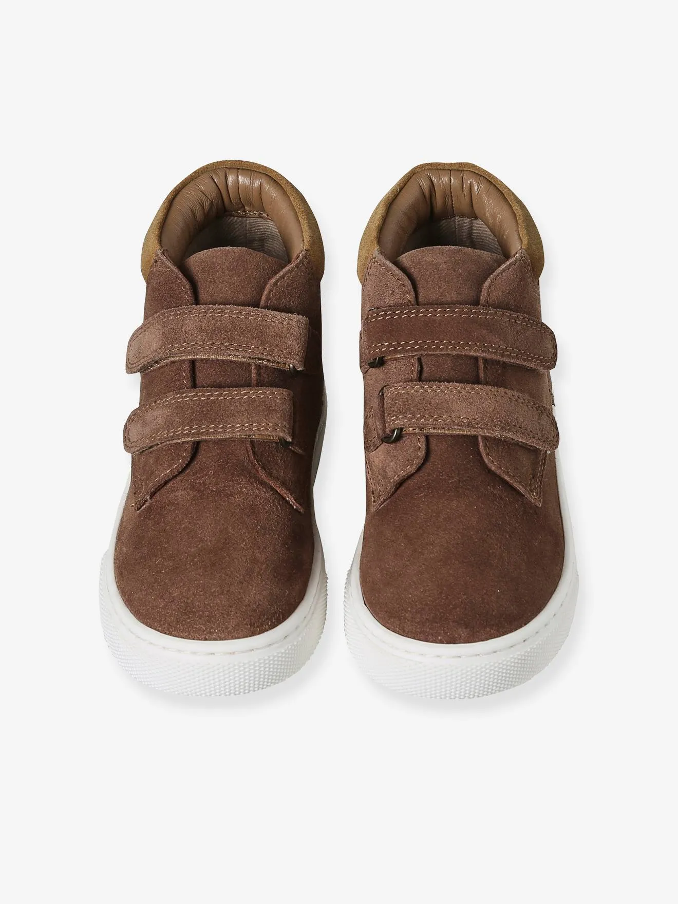 Hook-&-Loop Trainers in Leather for Boys - brown