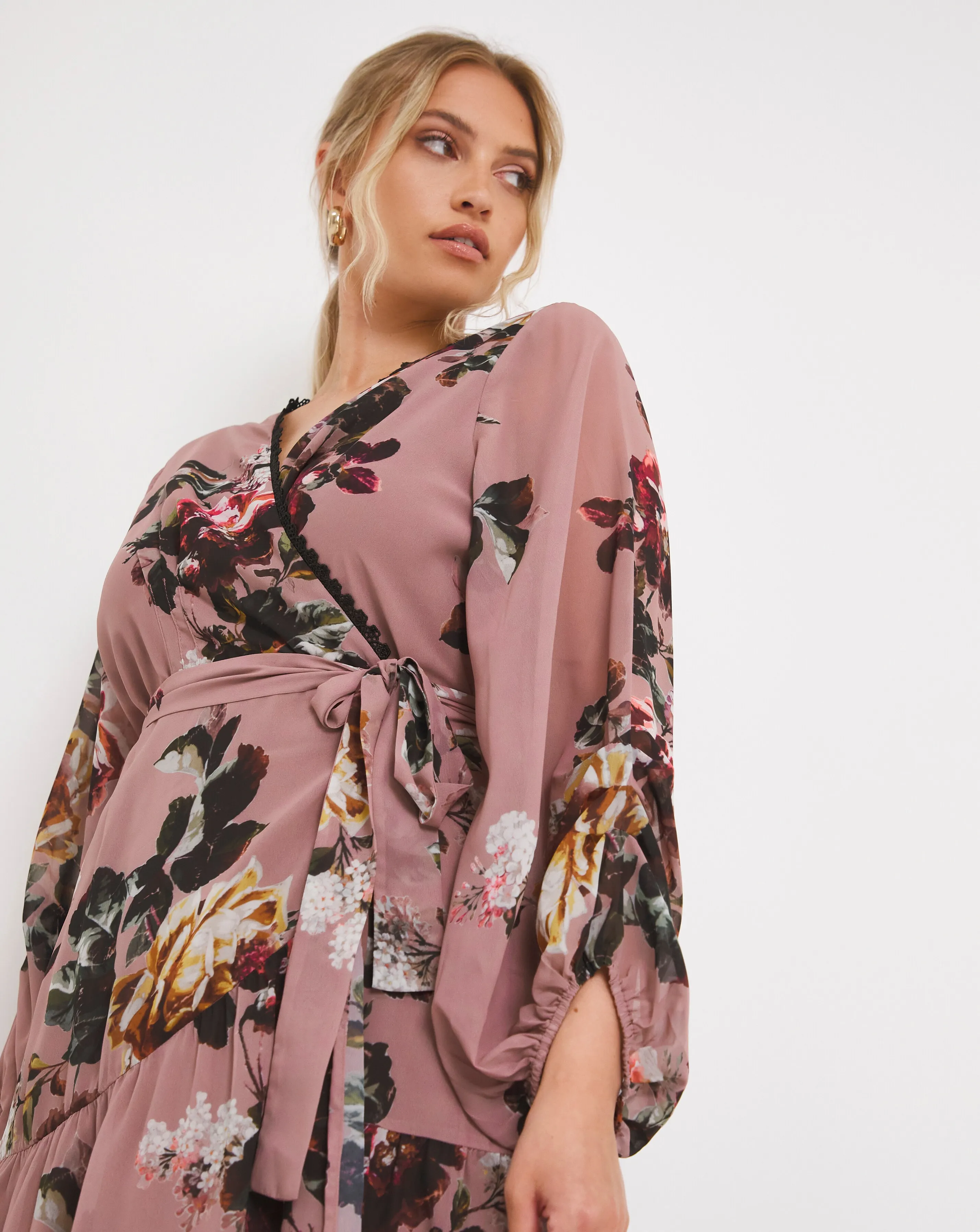 Hope & Ivy Vintage Roses Wrap Dress | Simply Be