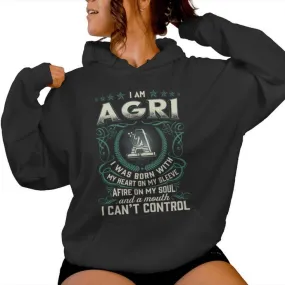 I Am Agri I Was Born With My Heart On My Sleeve Women Hoodie