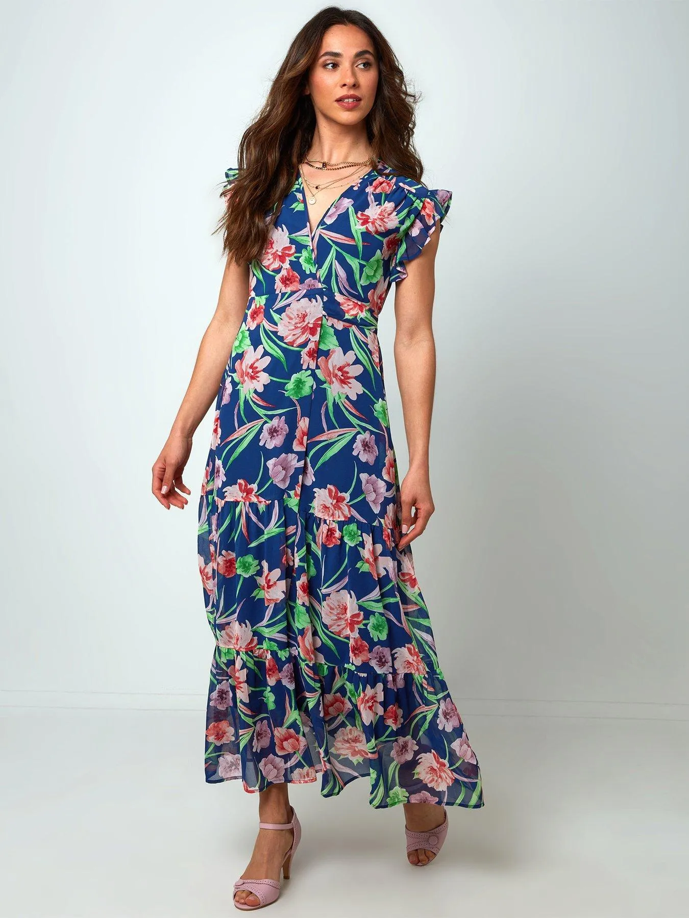 Joe Browns Tulip Wrap Maxi Dress -Navy Multi