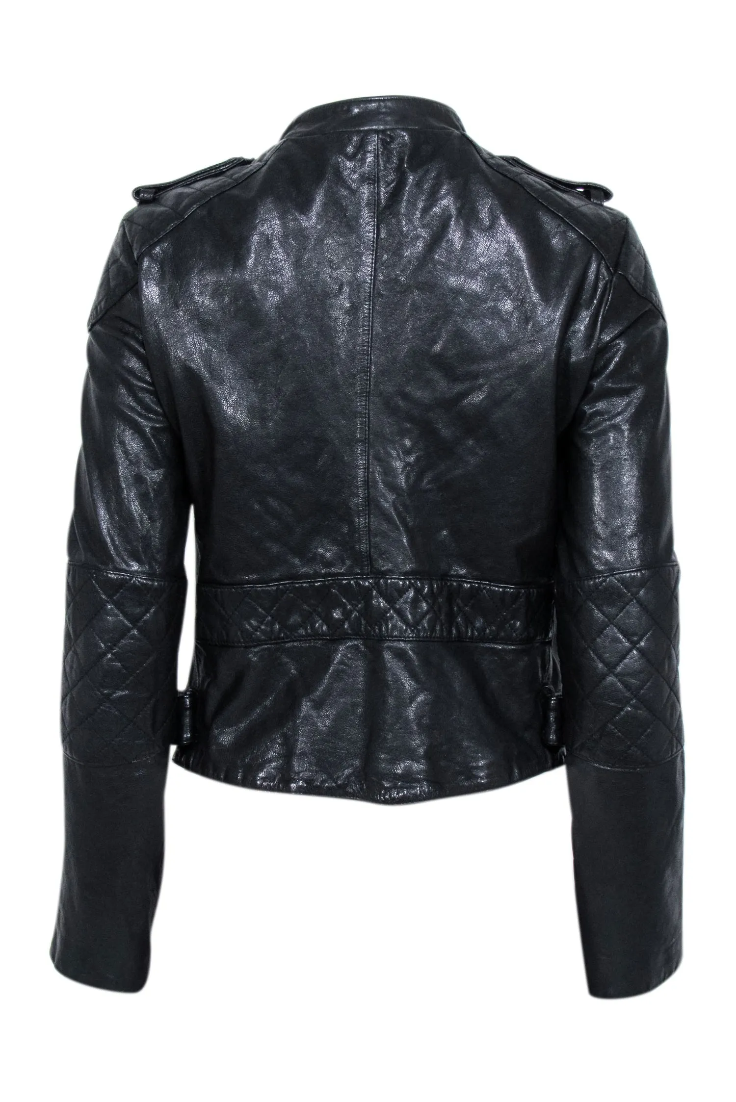 Joe's - Black Leather Quilted Detail Jacket Sz S