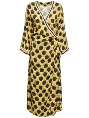 Johanna Ortiz   Jacquard long sleeve long wrap dress 