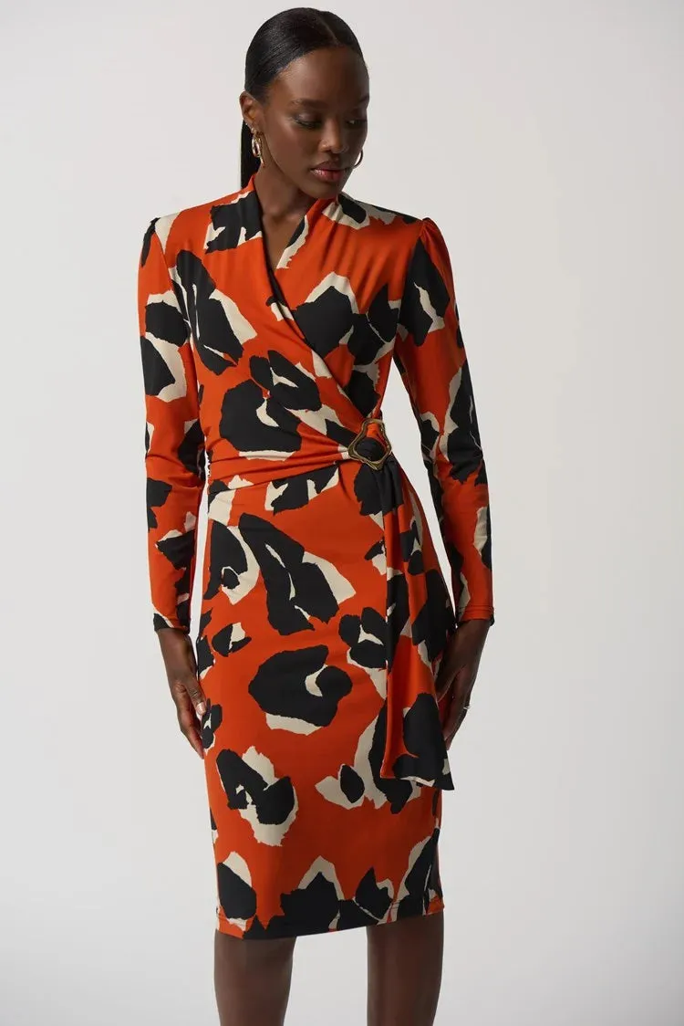 Joseph Ribkoff Animal Print Long Sleeve Wrap Dress