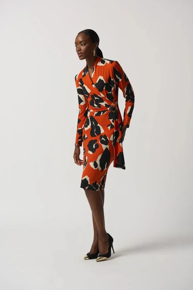 Joseph Ribkoff Animal Print Long Sleeve Wrap Dress