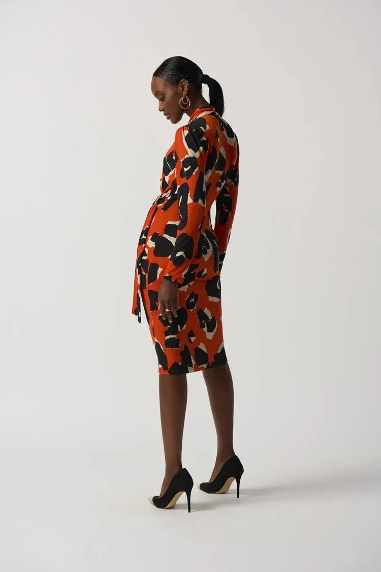 Joseph Ribkoff Animal Print Long Sleeve Wrap Dress