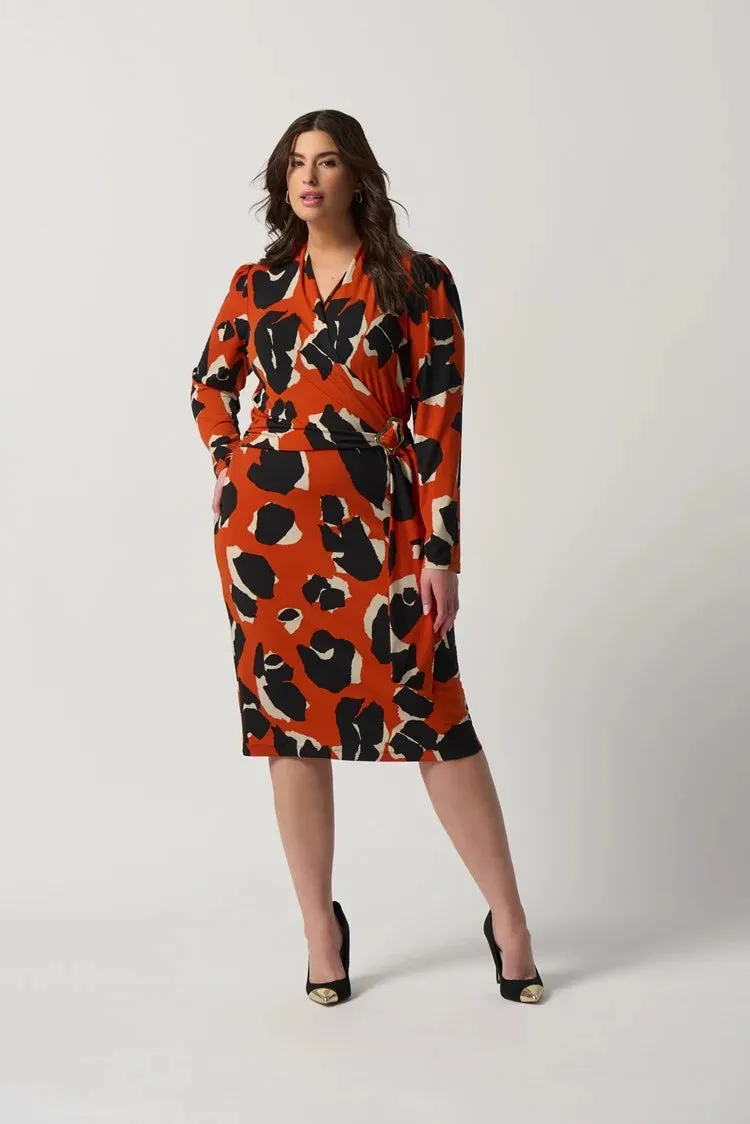 Joseph Ribkoff Animal Print Long Sleeve Wrap Dress