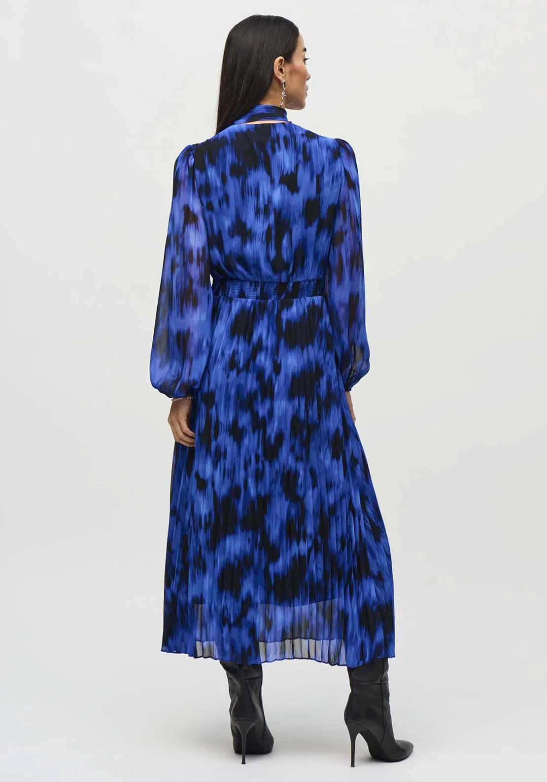 Joseph Ribkoff Printed Wrap Pleated Midi Dress, Blue