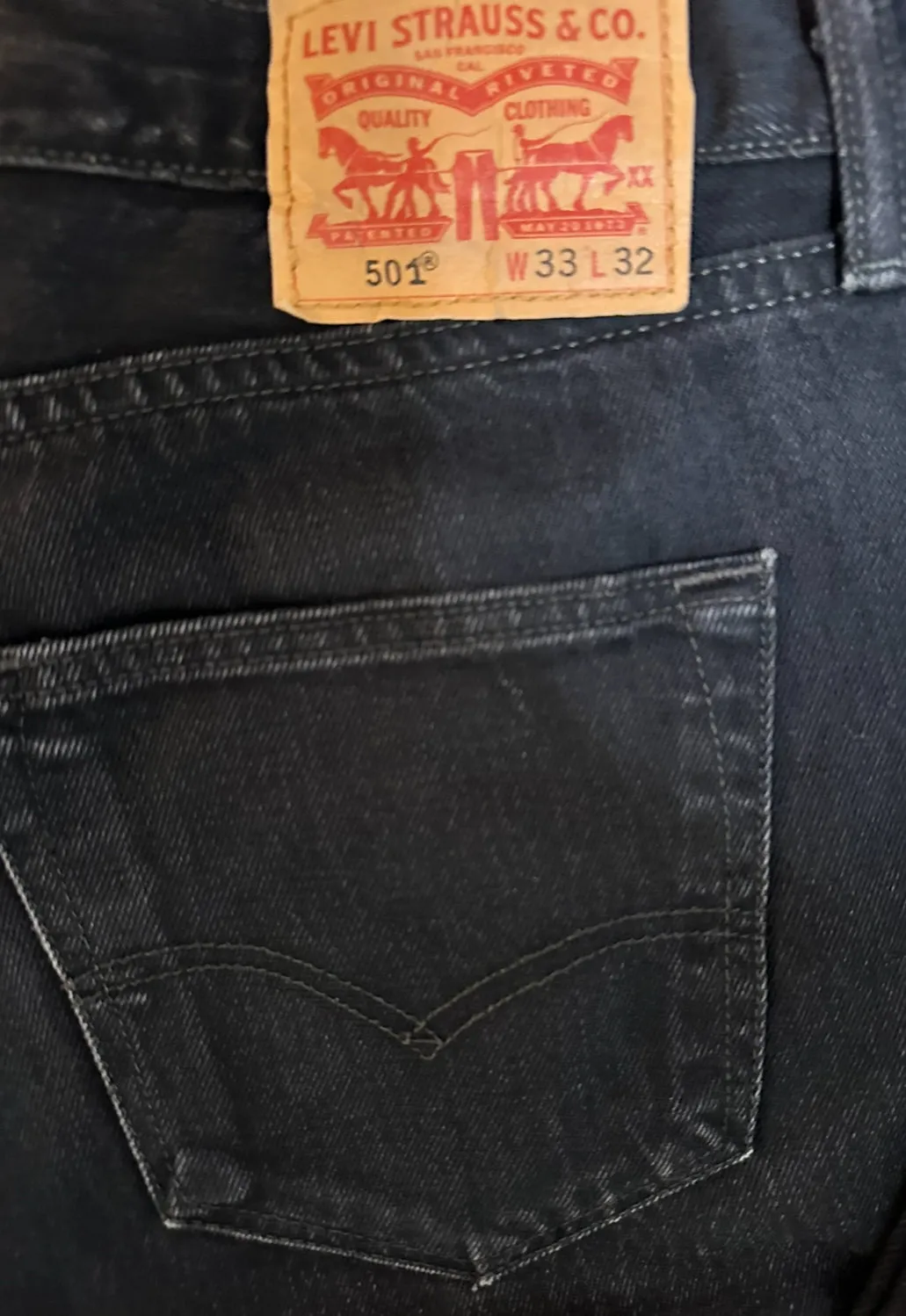 JUSTIFIED: Raylan's Black HERO 501 LEVI black Denim Jeans (33/32)