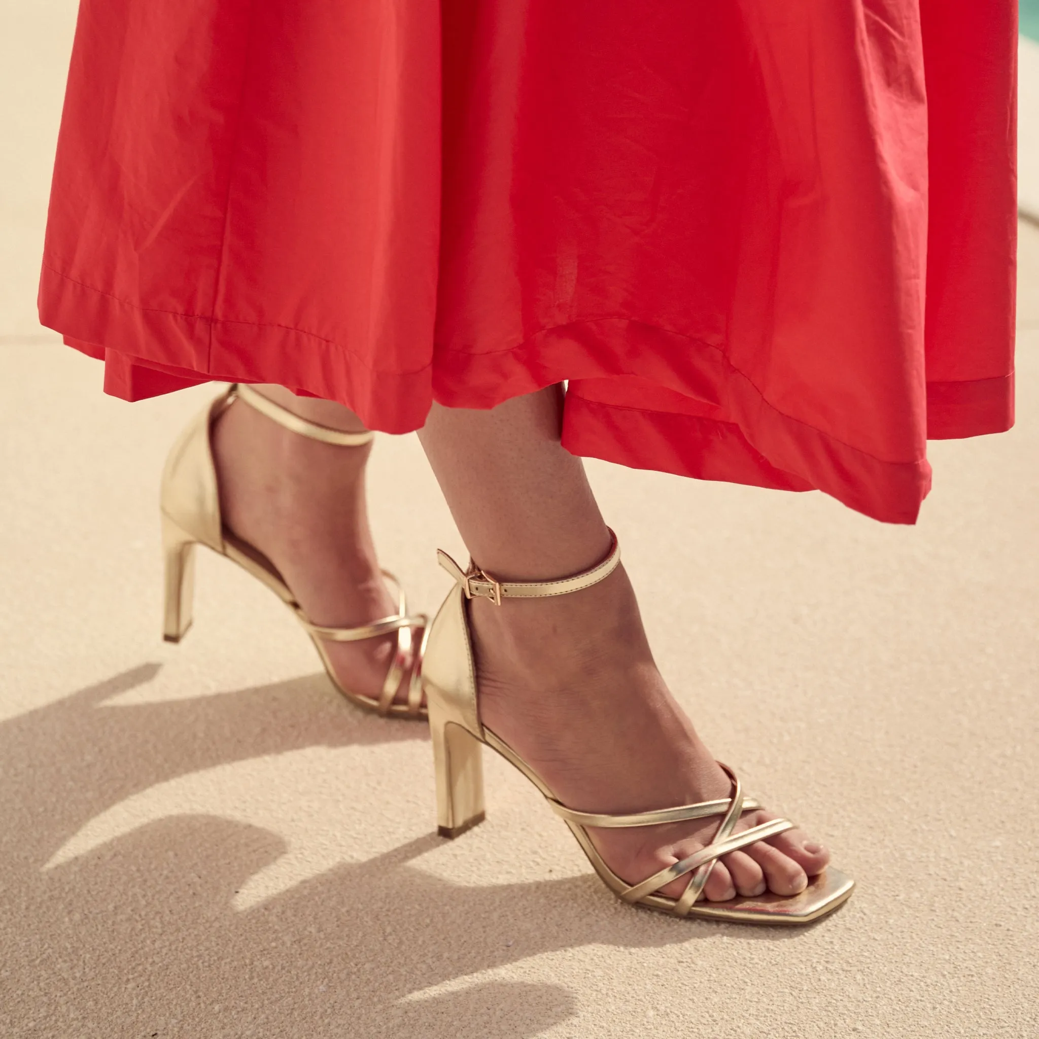 Kingdom Block Heel Sandals - Champagne Smooth