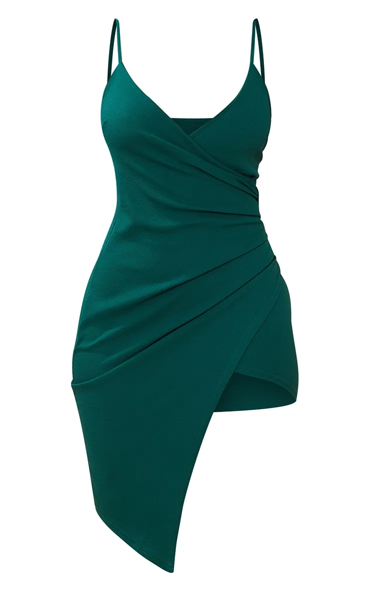 Lauriell Emerald Green Wrap Front Midi Dress