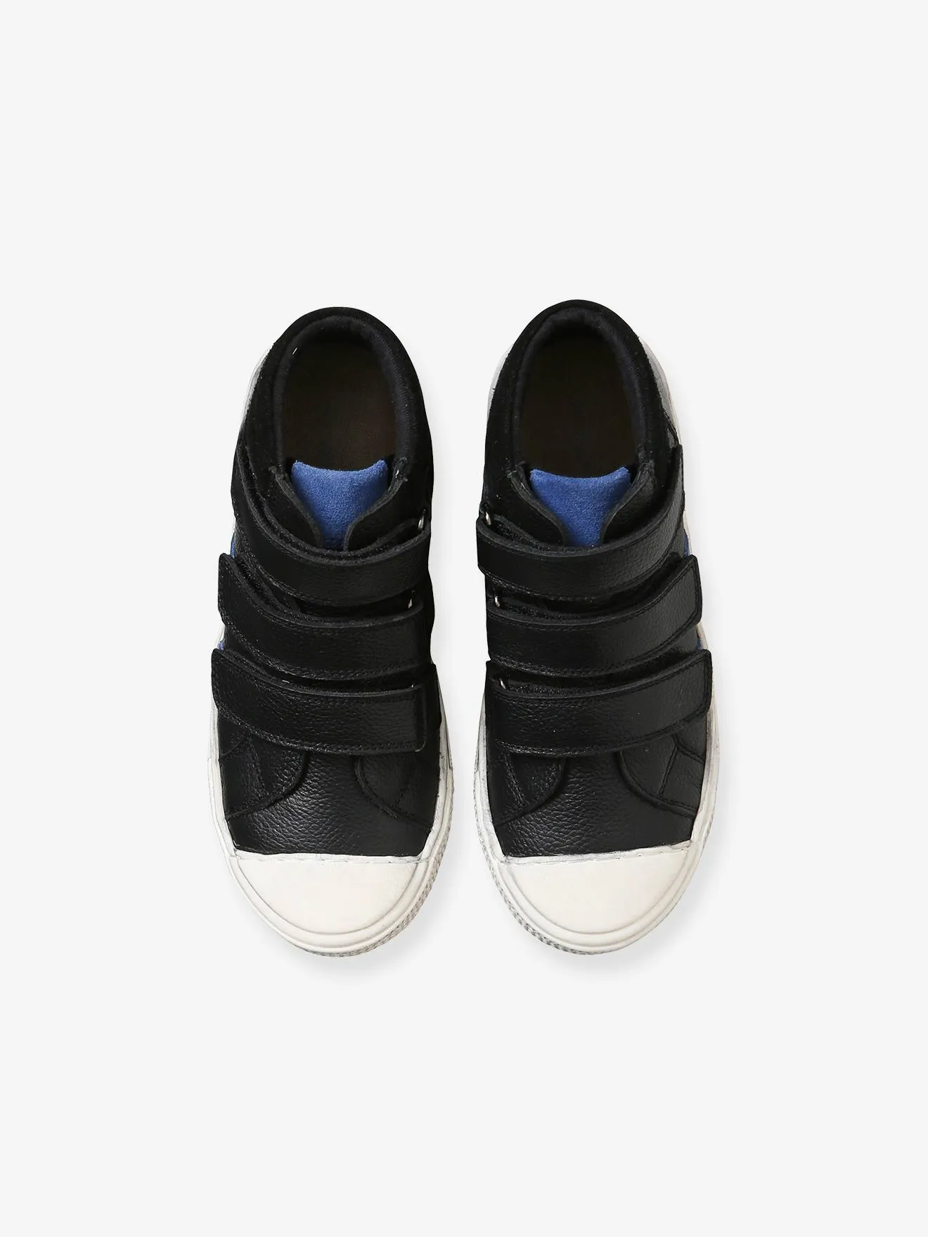 Leather High-Top Trainers for Boys - black dark solid