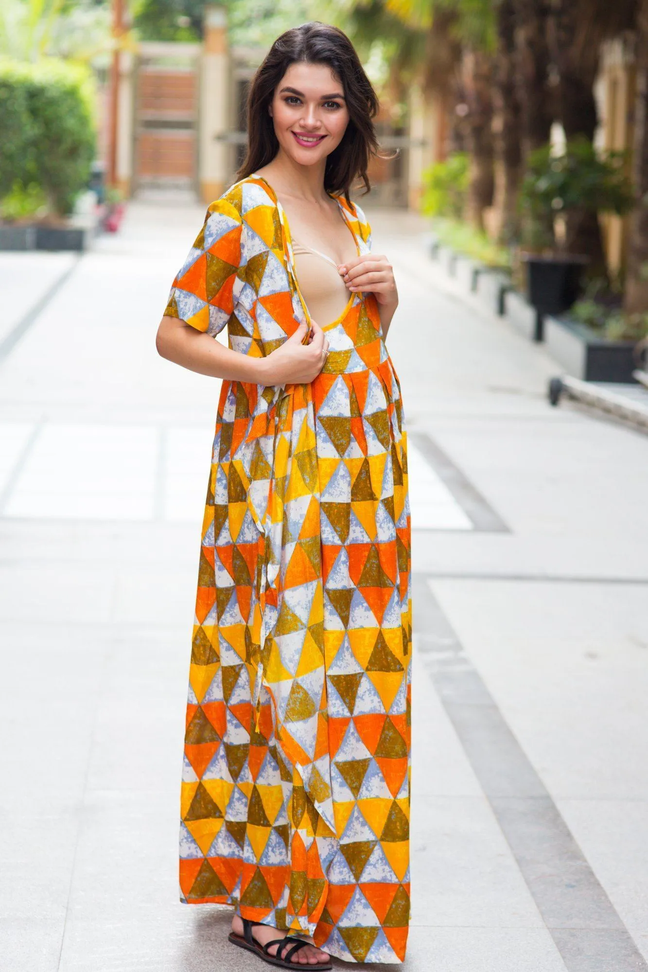 Lemon Triangle Maternity & Nursing Wrap Dress