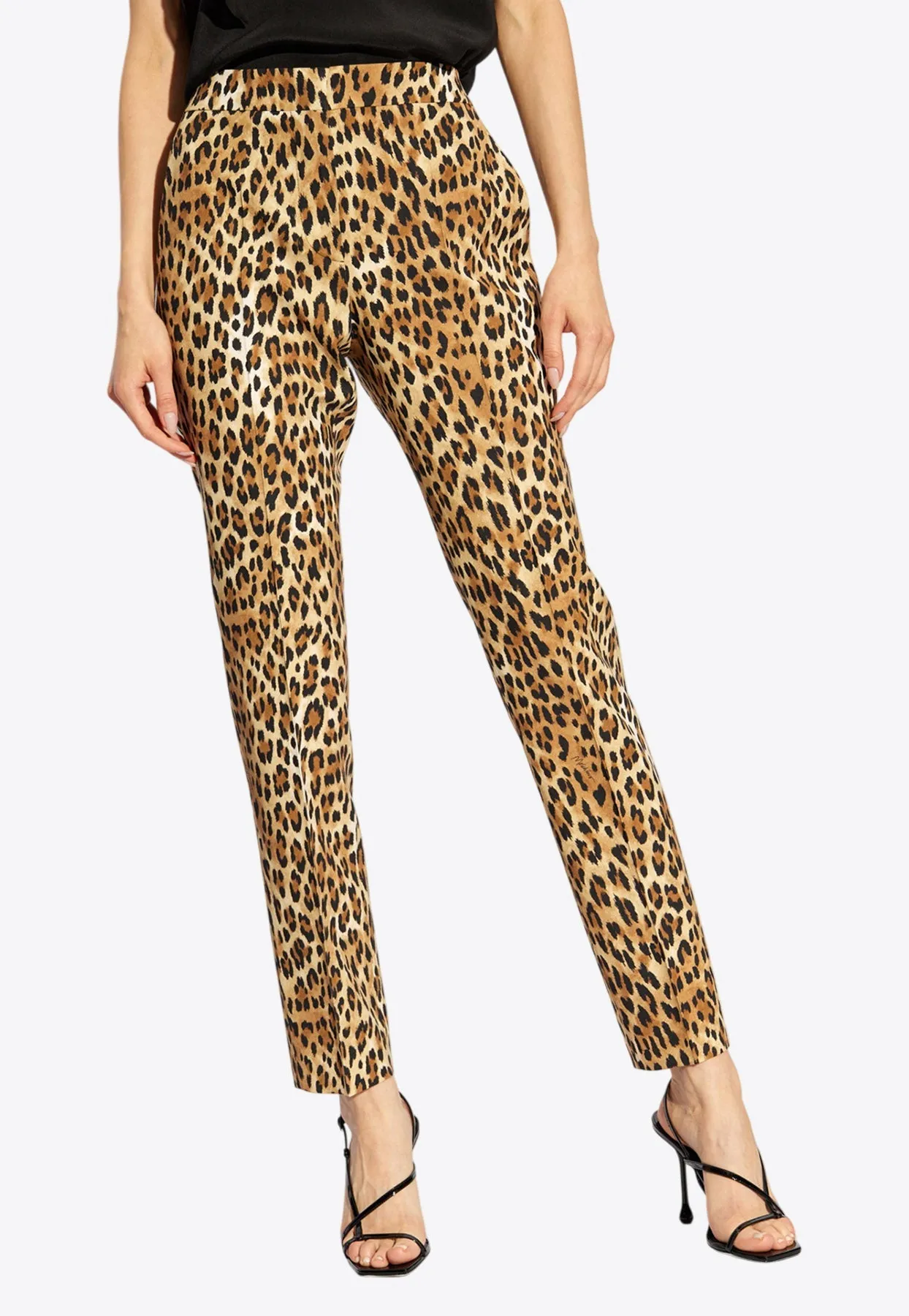 Leopard Print Straight-Leg Pants