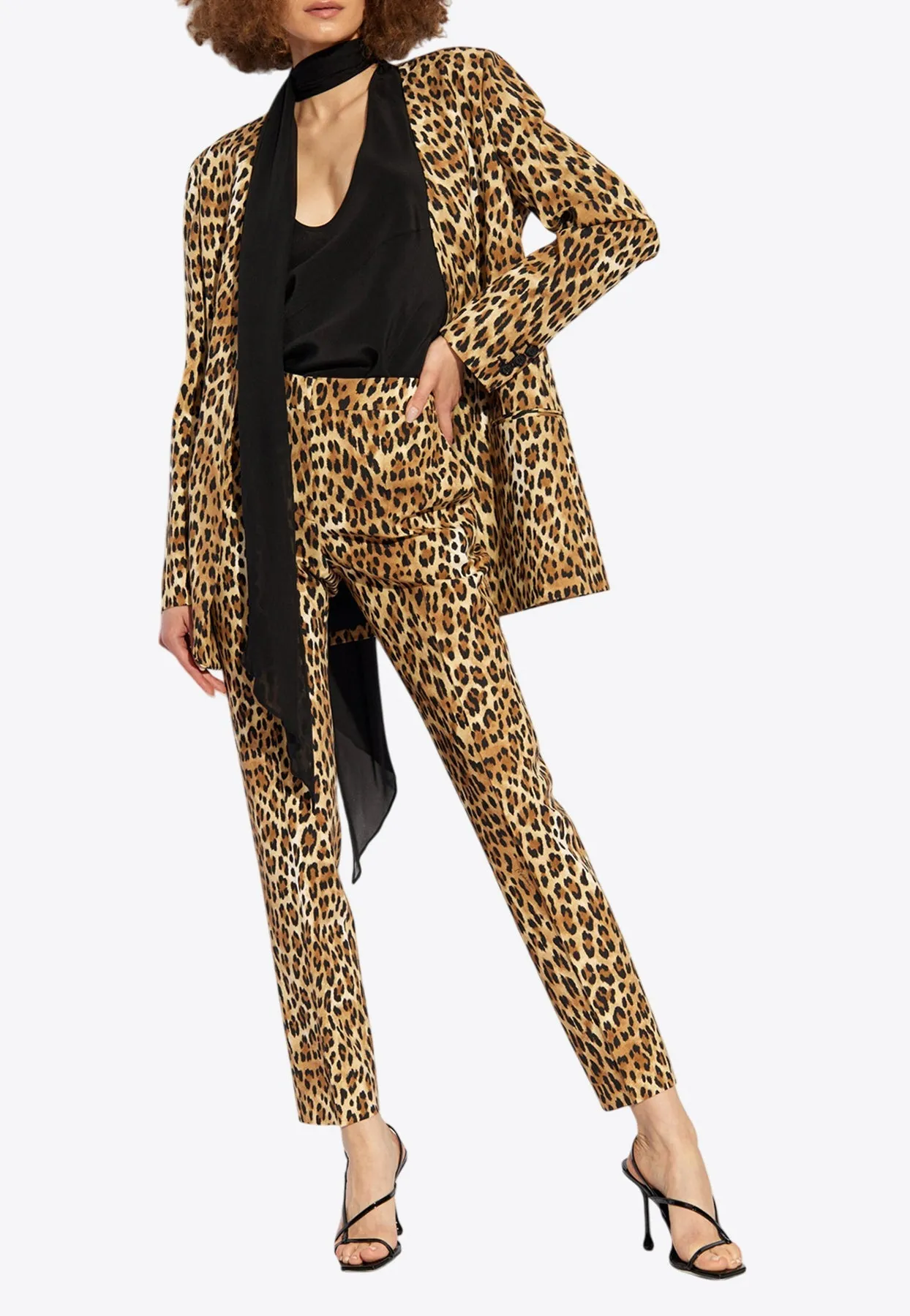 Leopard Print Straight-Leg Pants