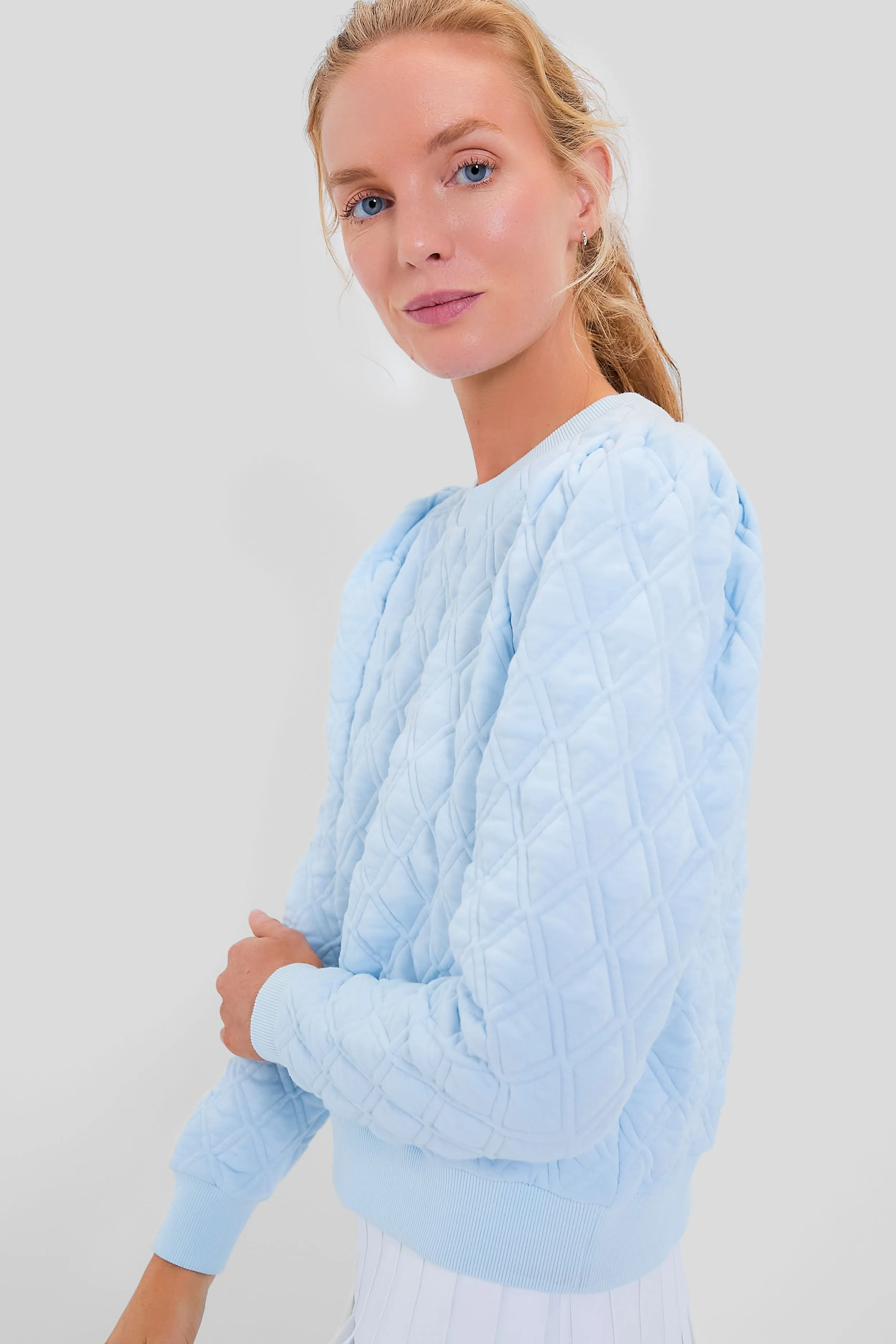 Light Blue Puff Sleeve Campbell Pullover