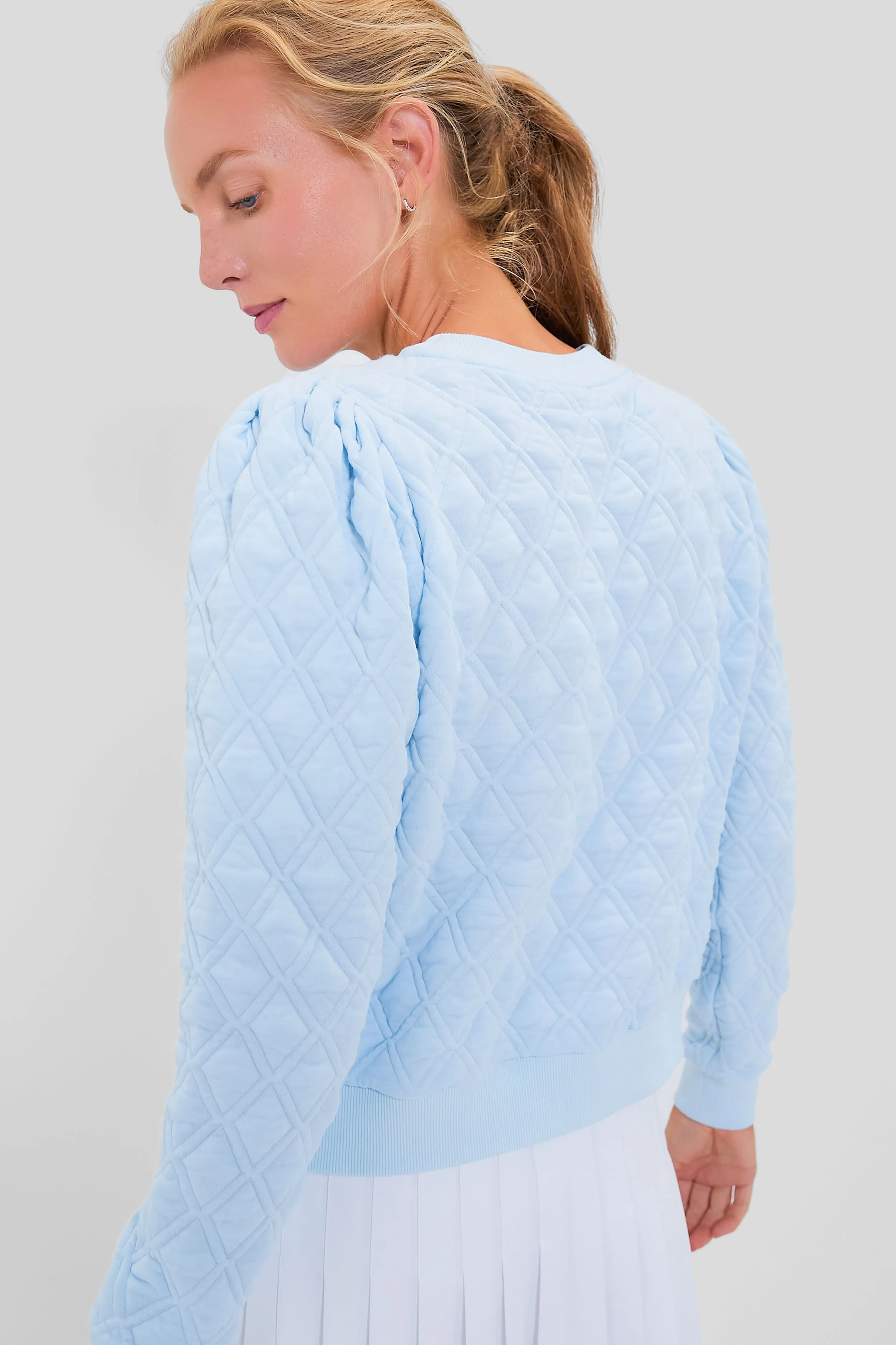 Light Blue Puff Sleeve Campbell Pullover