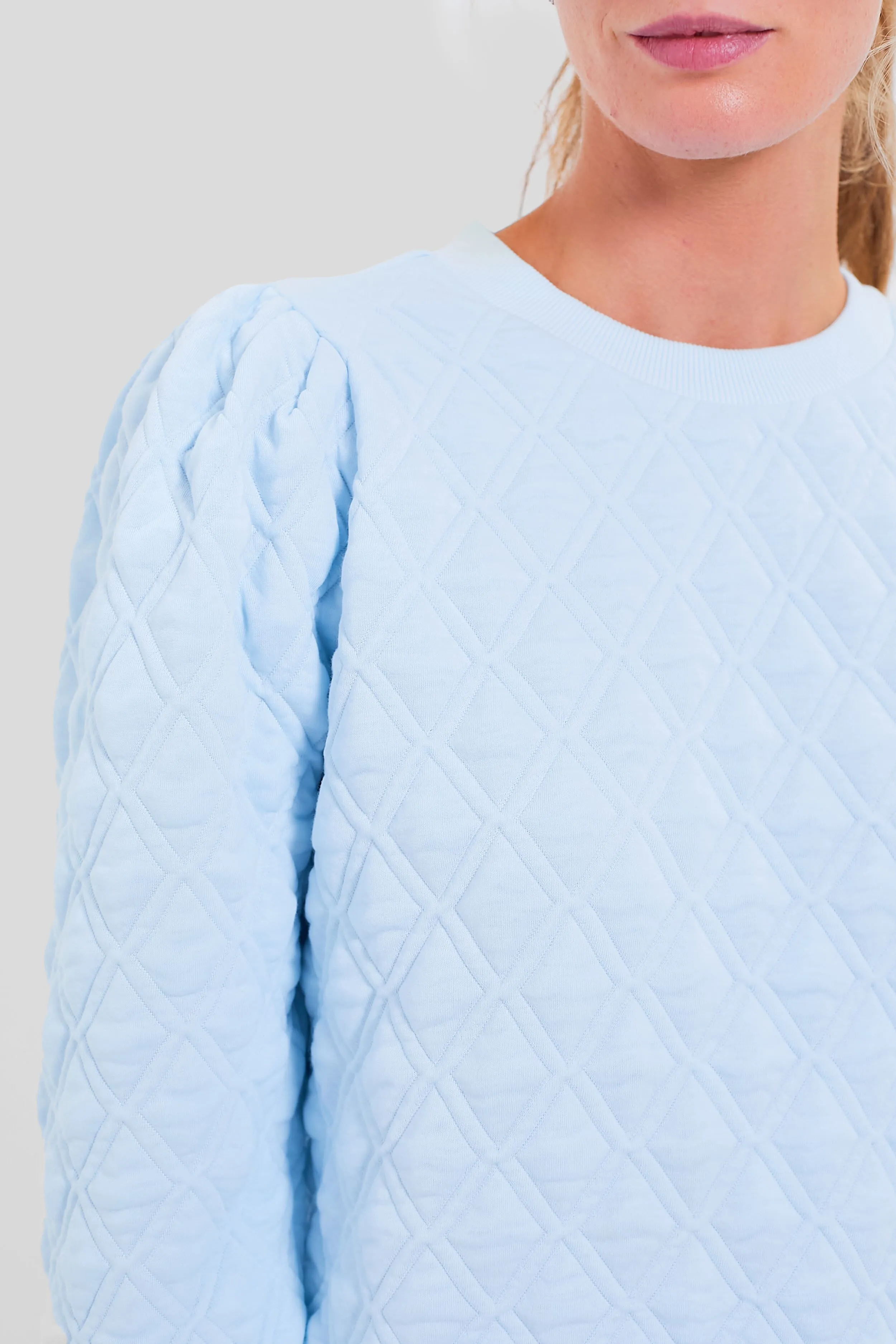 Light Blue Puff Sleeve Campbell Pullover