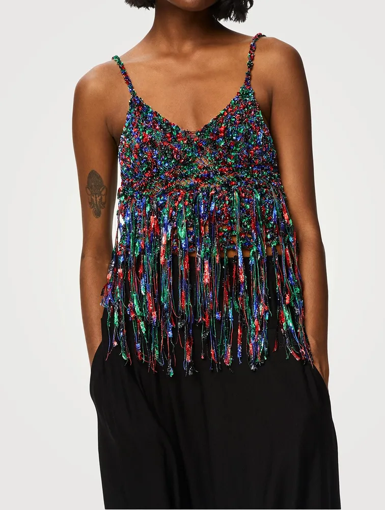 LOEWE Paula's Ibiza Sleeveless Fringed Top