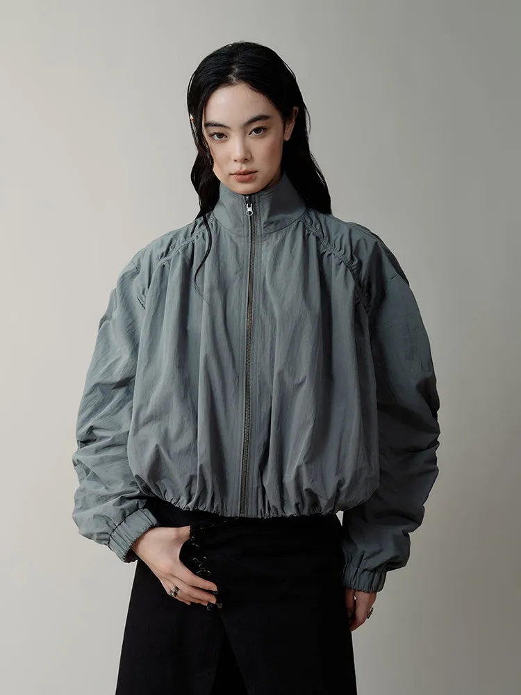 Loose Gather Pleated Flight Short Jacket