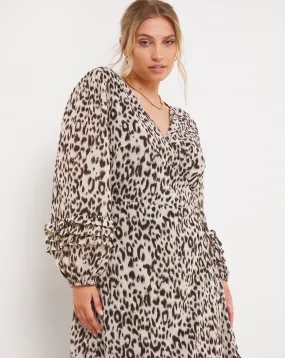 Lovedrobe Frill Detail Leopard Wrap Dress | Simply Be