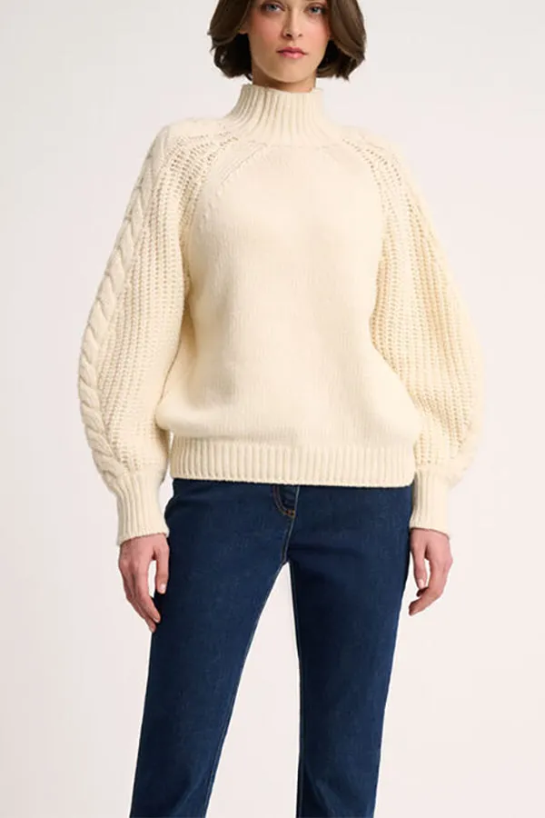 Luisa Spagnoli COMITATO CREAM MOCK NECK PULLOVER