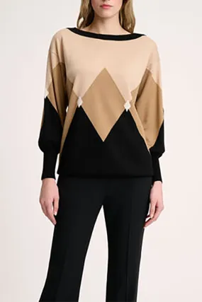 Luisa Spagnoli MAGNETI BEIGE DIAMOND INTARSIA PULLOVER