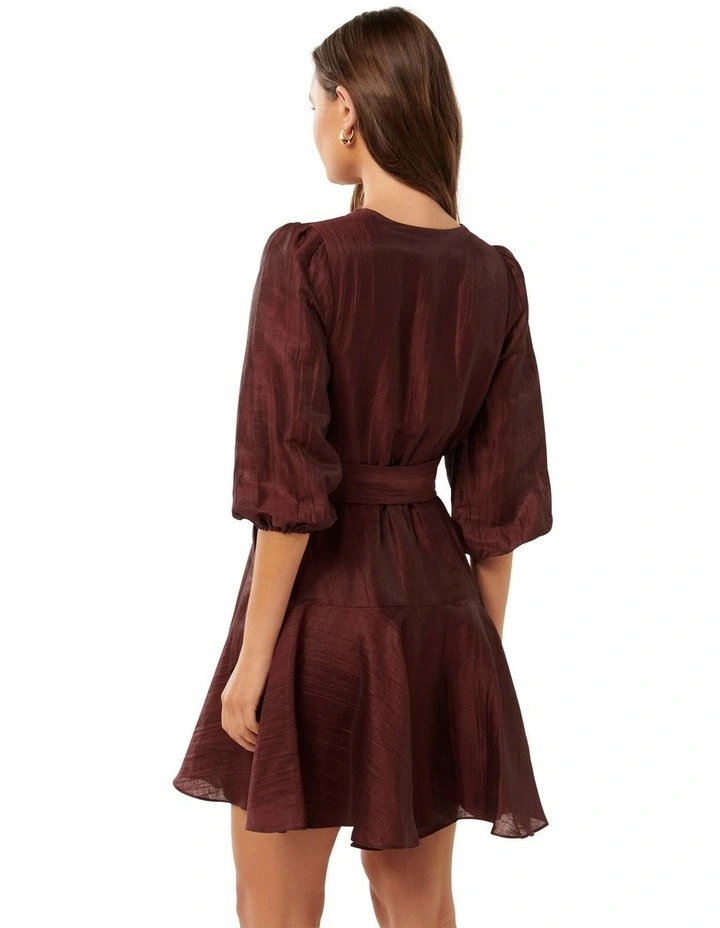 Matilda Textured Wrap Mini Dress in Red