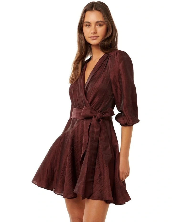 Matilda Textured Wrap Mini Dress in Red