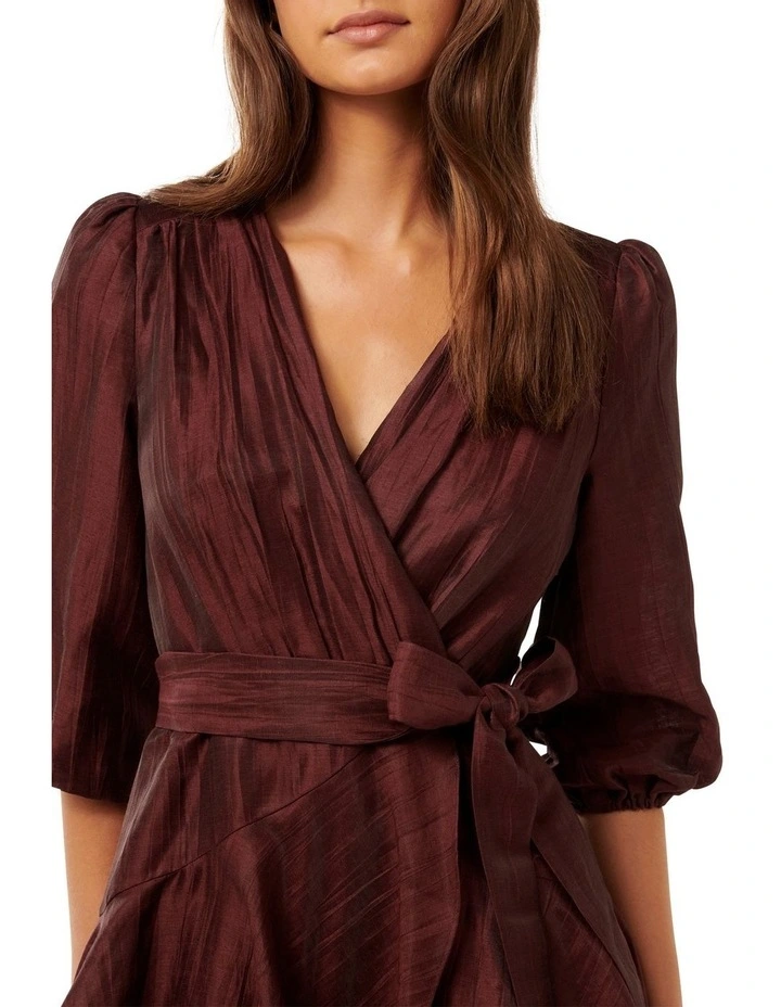 Matilda Textured Wrap Mini Dress in Red