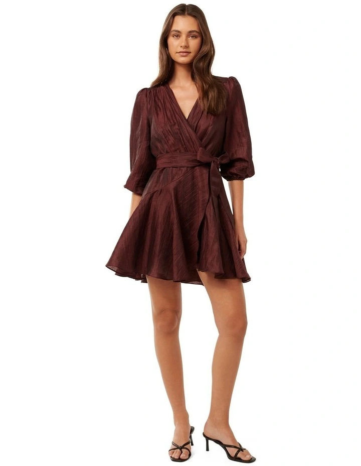 Matilda Textured Wrap Mini Dress in Red