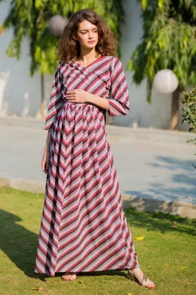 Maze Striped Maternity & Nursing Wrap Dress