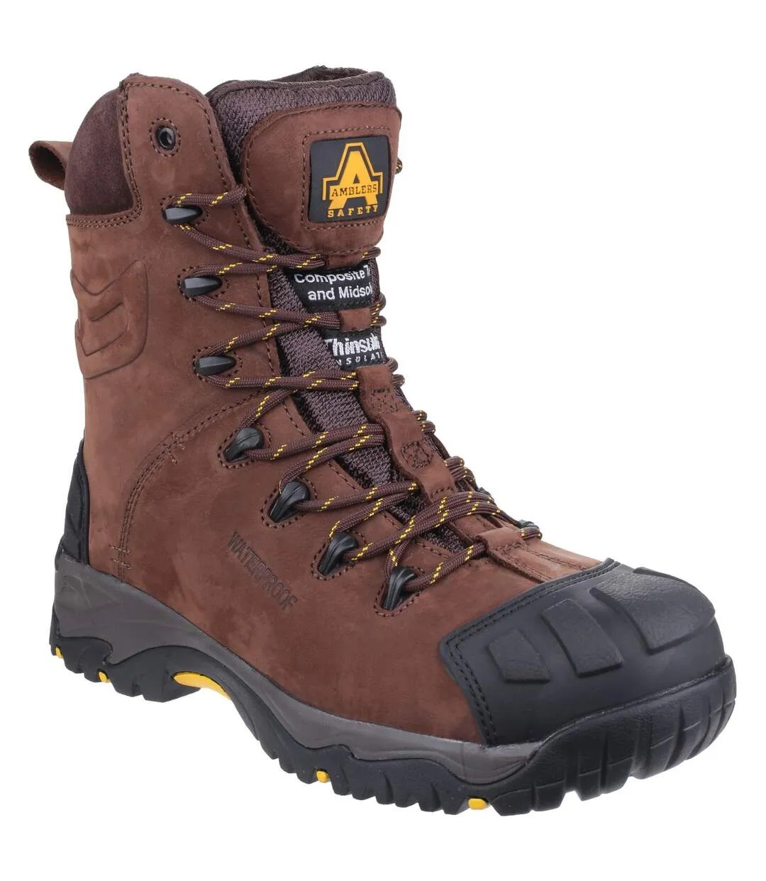 Mens as995 pillar composite waterproof zip safety hi-boot brown Amblers