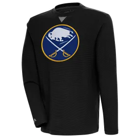 Men's Buffalo Sabres  Antigua Black Flier Bunker Tri-Blend Pullover Sweatshirt