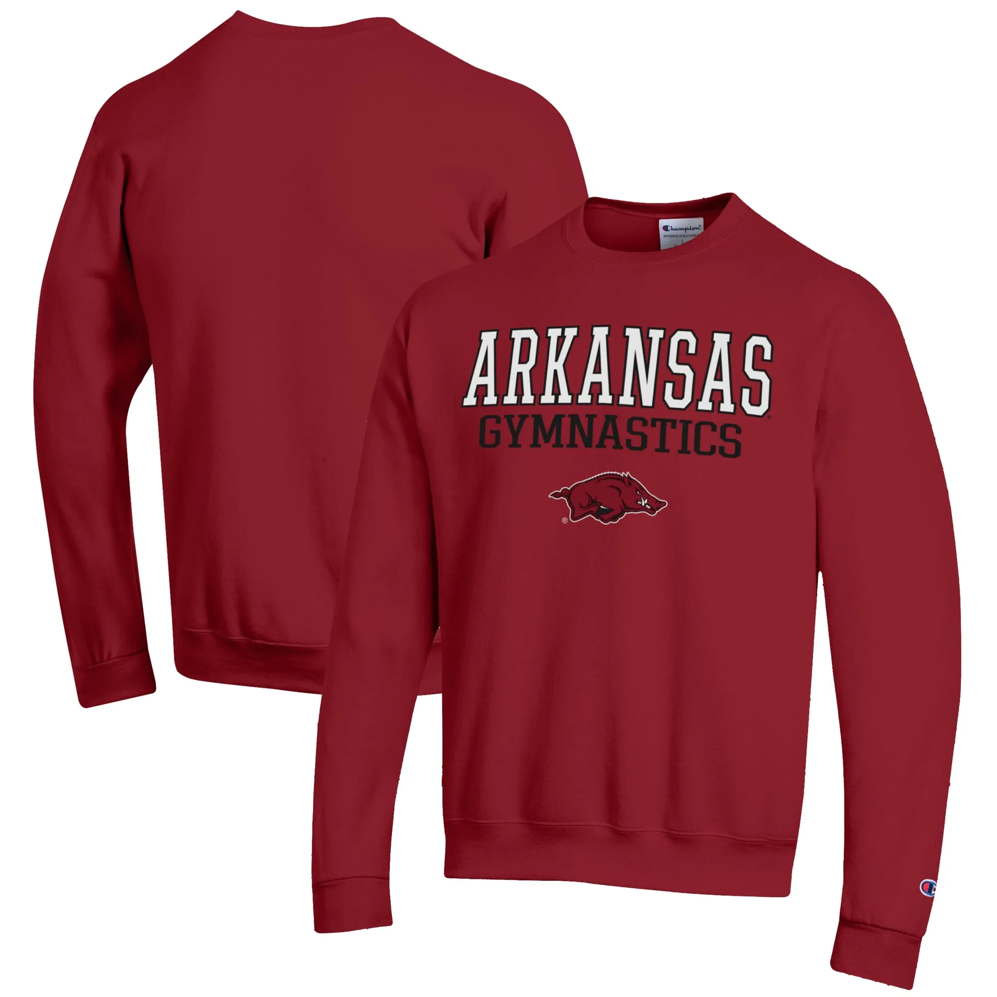 Men's Champion  Cardinal Arkansas Razorbacks Gymnastics Stack Powerblend Pullover Sweatshirt