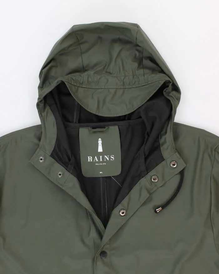 Men's Green Rains Waterproof Long Line Hooded Jacket - M