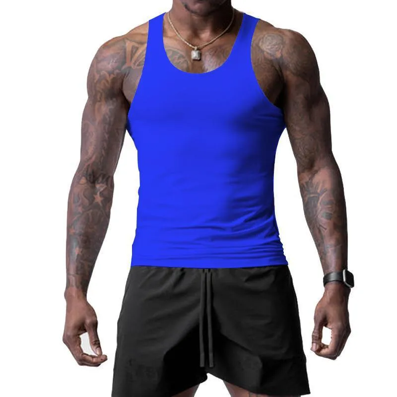 Men's Solid Tight Sleeveless Sports Fitness Tank Top 05923822Z