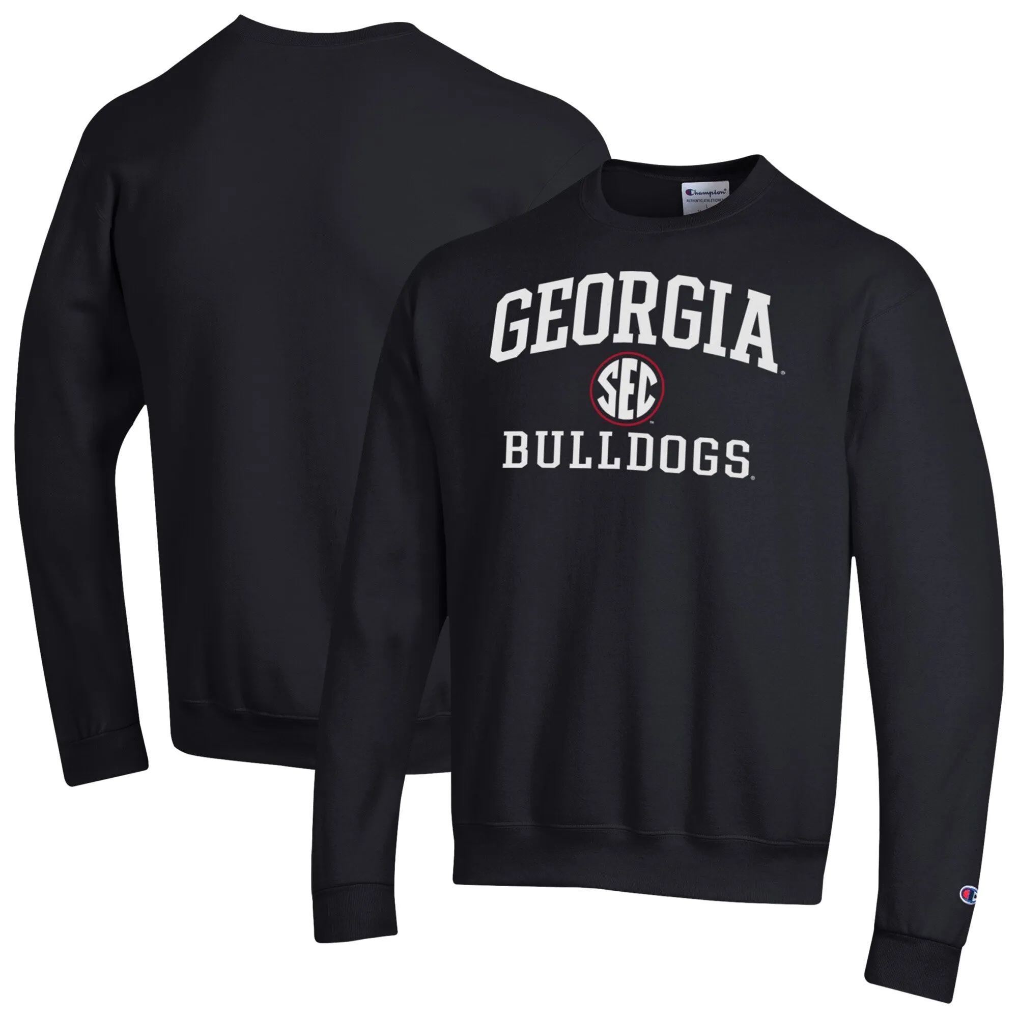 Men's Champion Black Georgia Bulldogs Team Fleece Pullover Sweatshirt