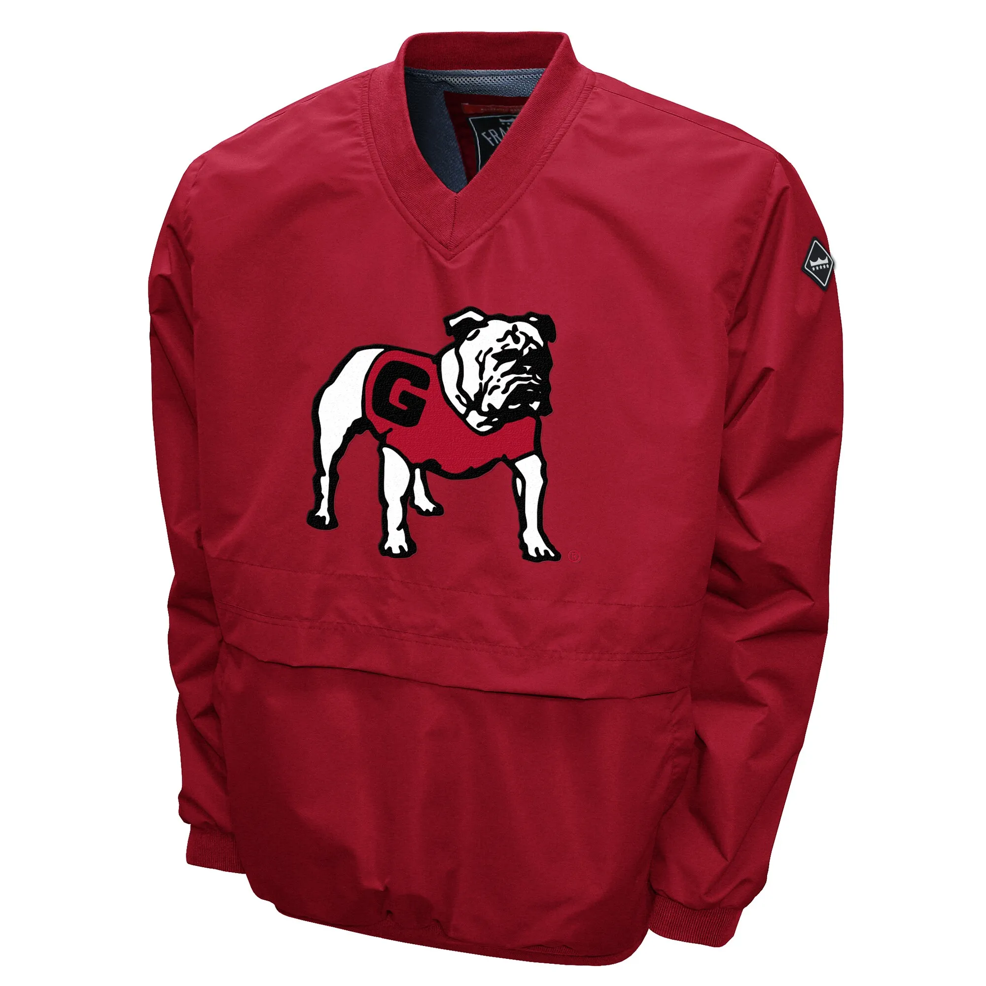 Men's Franchise Club Red Georgia Bulldogs Big Logo Windshell V-Neck Pullover Jacket