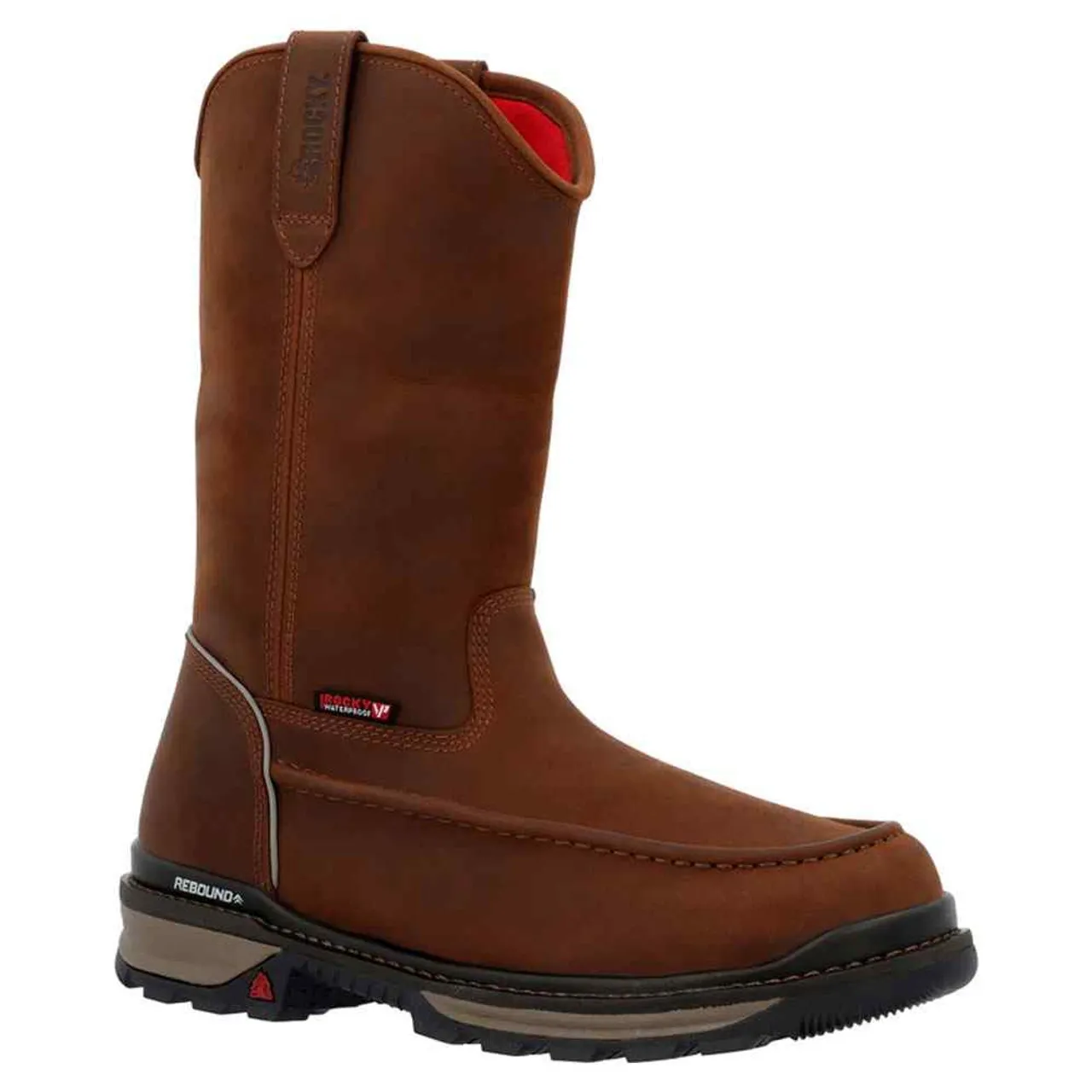 Men's Rocky Rams Horn Waterproof Pull-On Work Boot - Crazy Horse