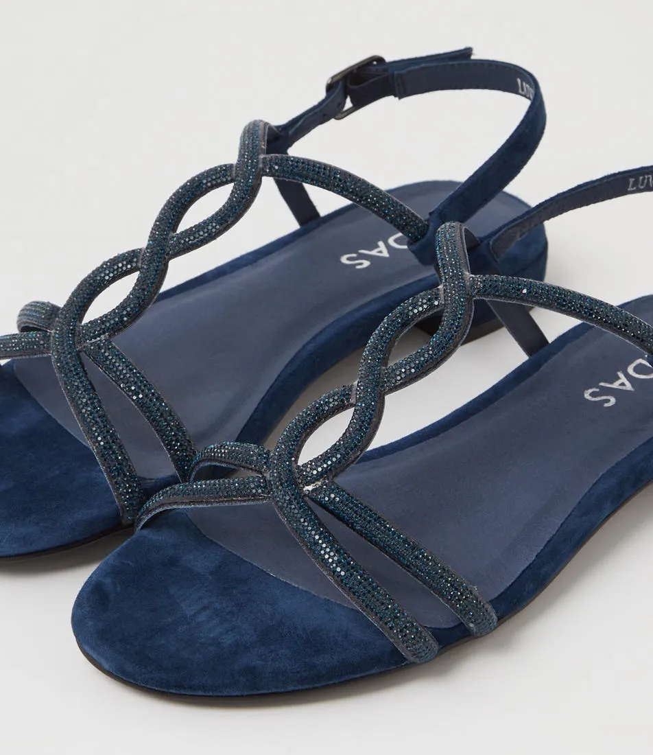 MIDAS Luviye Navy Suede Jewels Sandals