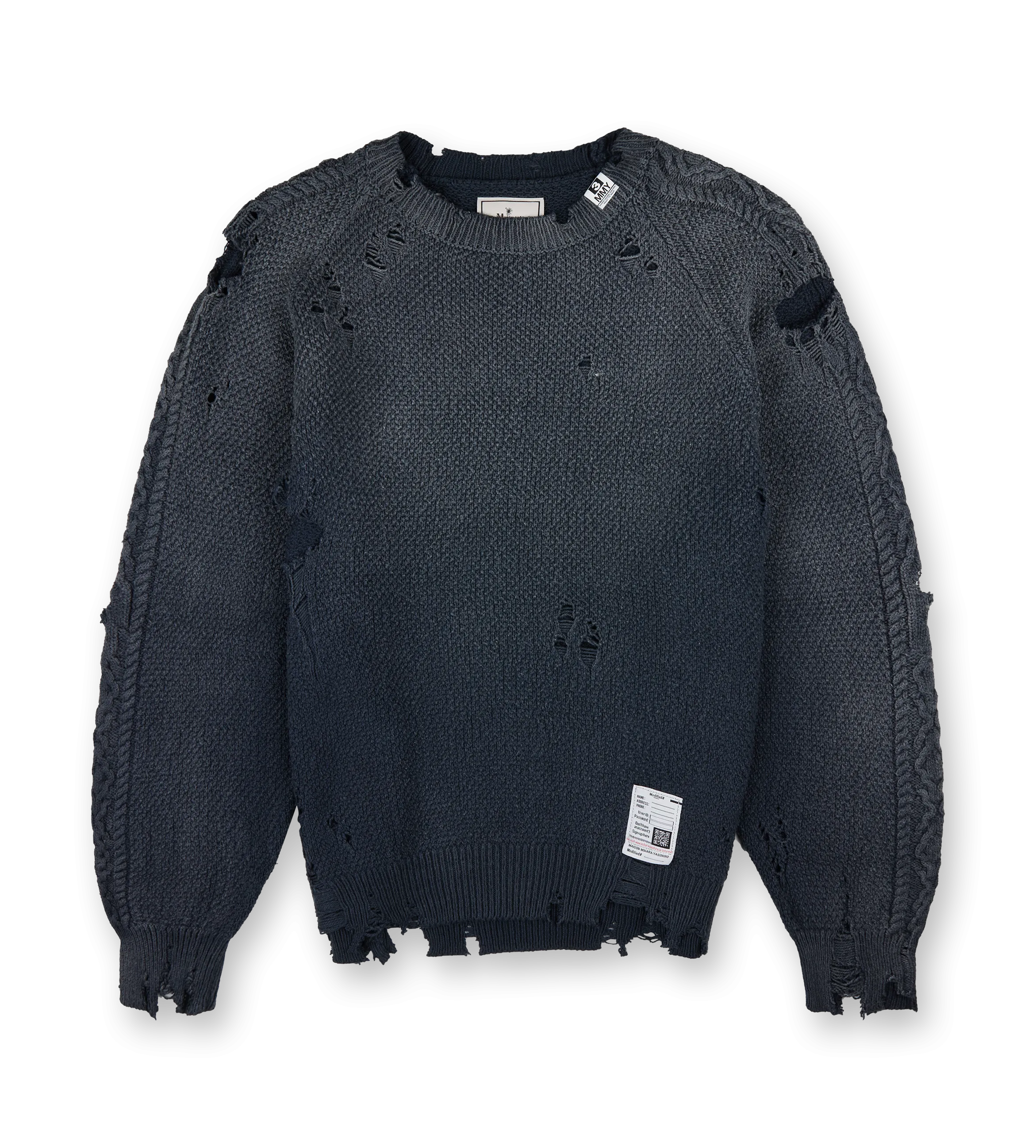 Mihara    Sun Faded Knit Pullover Black