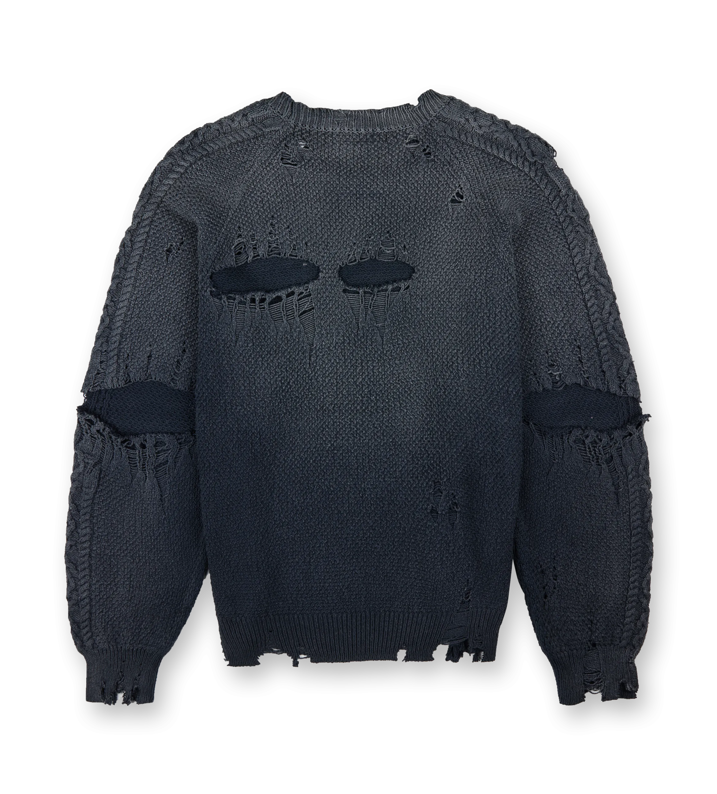 Mihara    Sun Faded Knit Pullover Black