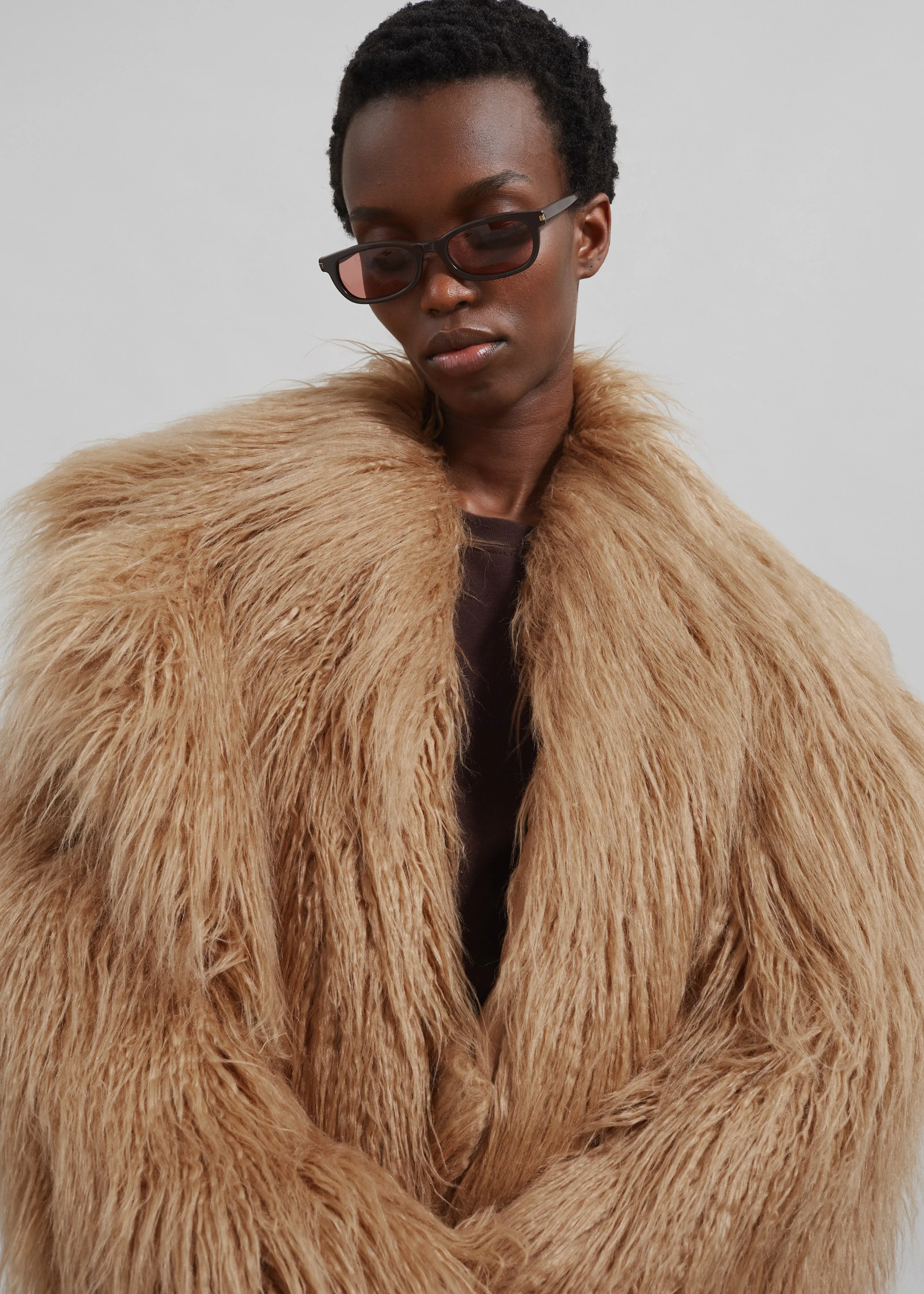 Miley Faux Fur Jacket - Camel