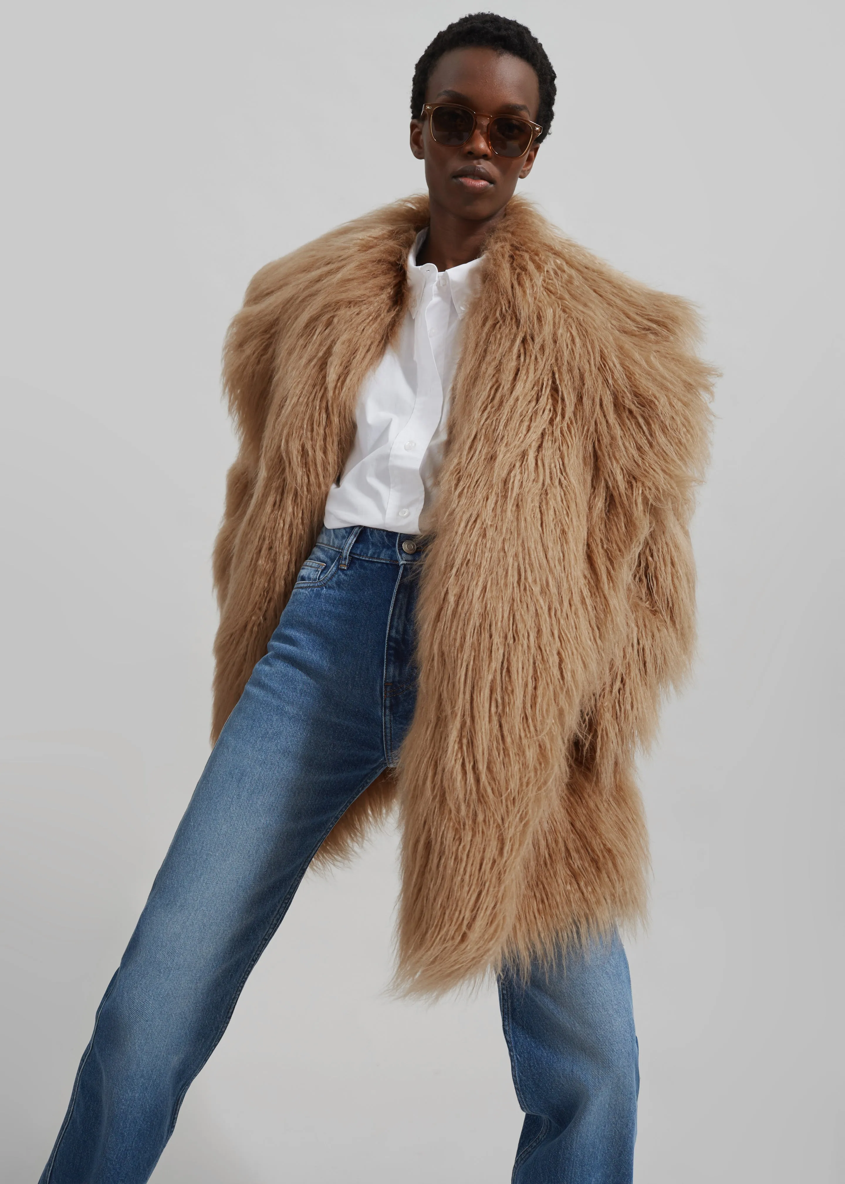 Miley Faux Fur Jacket - Camel