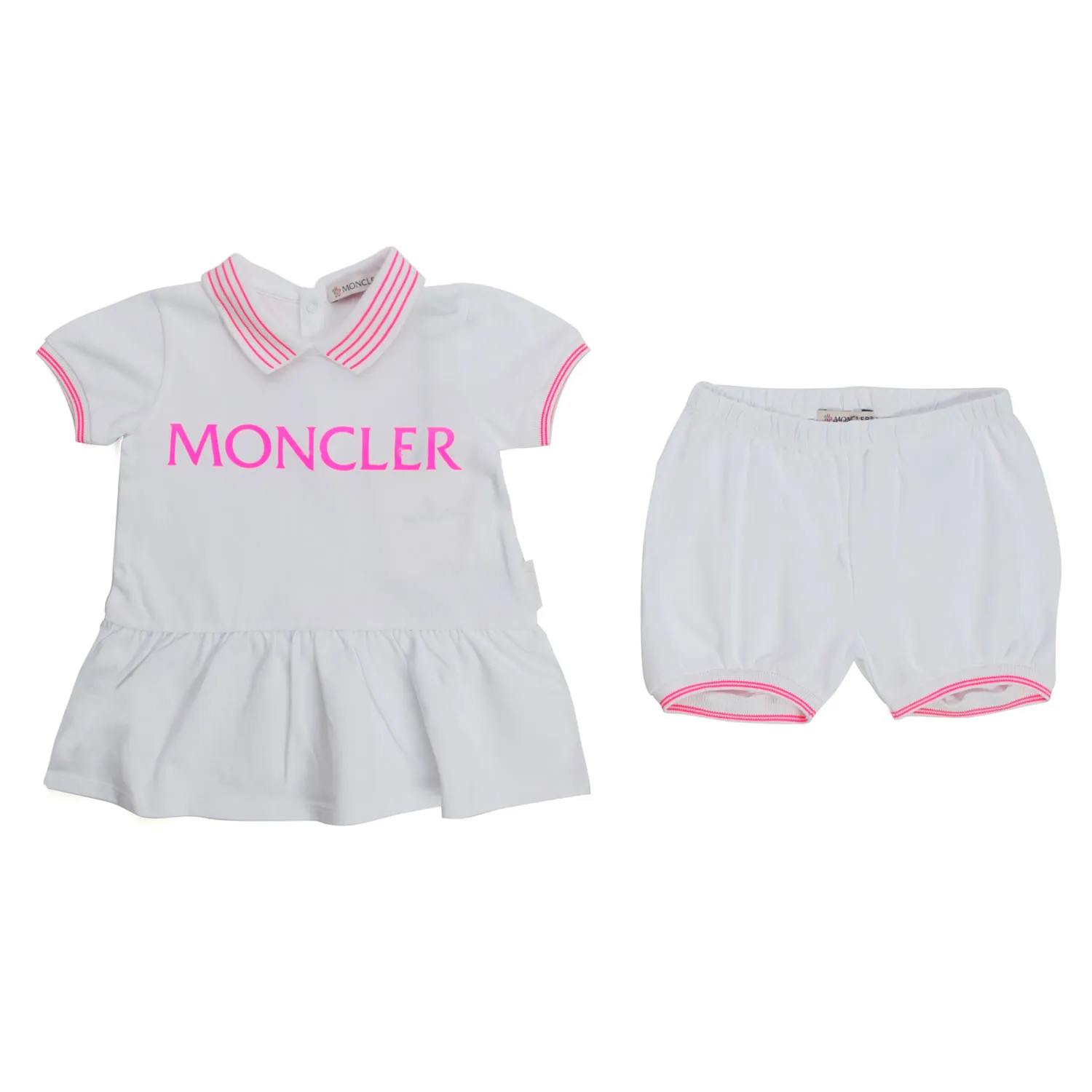 Moncler Baby Girl Fluo Pink Logo Set