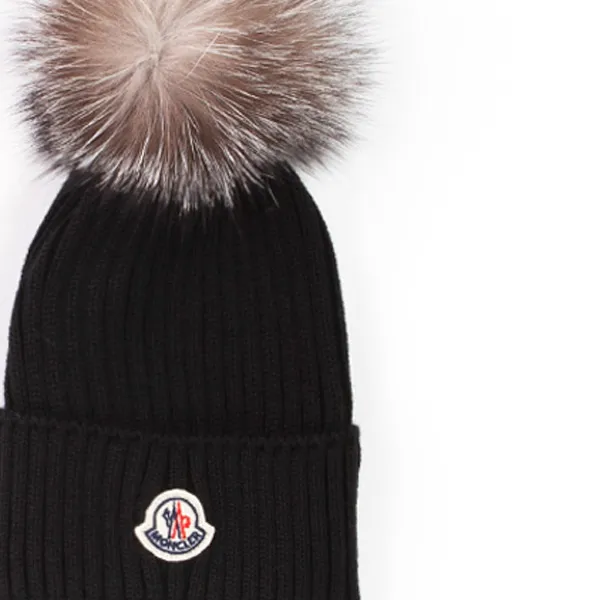 Moncler Black Bobble Hat For Girls