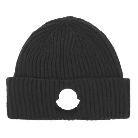 Moncler Black Wool Hat For Boy And Girl