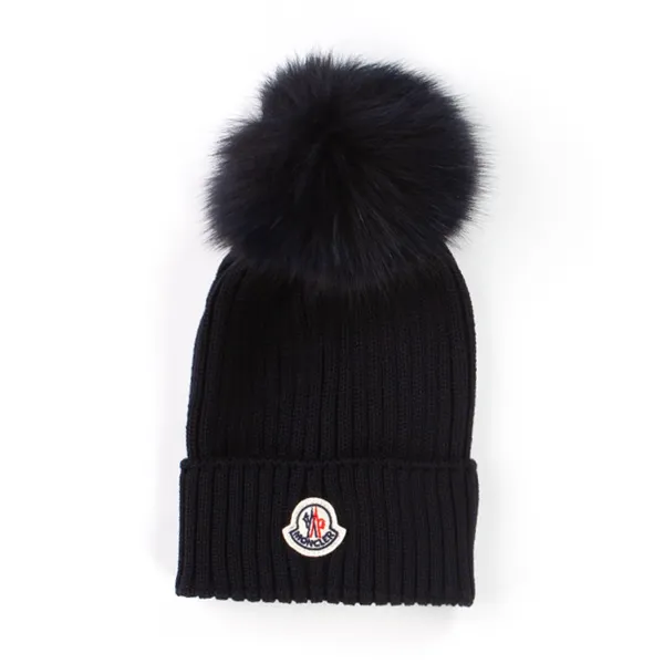 Moncler Blue Wool Beanie For Girl